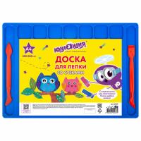 Доска для лепки А4, 280х200 мм, ЮНЛАНДИЯ, синяя, 7 отделений для пластилина, 2 стека, 227399 - 216 руб. в alfabook