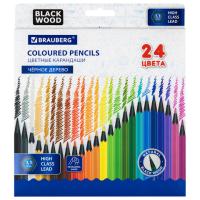 Карандаши цветные BRAUBERG, 24 цвета, шестигранные, грифель 3,3 мм, черное дерево, 181858 - 661 руб. в alfabook