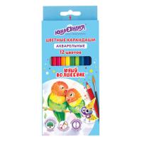 Карандаши цветные акварельные ЮНЛАНДИЯ "ЮНЫЙ ВОЛШЕБНИК", 12 цветов, шестигранные, грифель 3 мм, натуральное дерево, 181402 - 251 руб. в alfabook