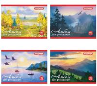 Альбом для рисования, МАЛЫЙ ФОРМАТ А5, 40 л., скоба, обложка офсет, ПИФАГОР, 200х148 мм, "Природа" (4 вида), 104873 - 96 руб. в alfabook