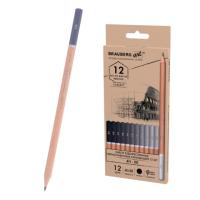 Карандаши художественные чернографитные 4H-8B, НАБОР 12 штук, BRAUBERG ART "CLASSIC", 181542 - 332 руб. в alfabook