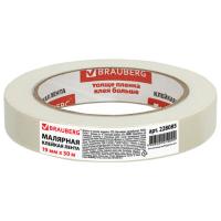 Клейкая лента малярная креппированная 19 мм х 50 м (реальная длина!), профессиональная, BRAUBERG, 228085 - 111 руб. в alfabook