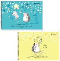 Альбом для рисования, А4 32 листов, гребень, обложка картон, BRAUBERG, 195х285 мм, "Ёжики" (2 вида), 106698 - 145 руб. в alfabook