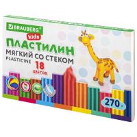 Пластилин мягкий восковой BRAUBERG KIDS, 18 цветов, 270 г, со стеком, 106497 - 414 руб. в alfabook