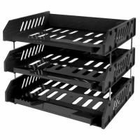 Лотки горизонтальные для бумаг, КОМПЛЕКТ 3 шт., 335х232х246 мм, черный, BRAUBERG EXPERT, 238107 - 1 619 руб. в alfabook