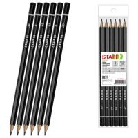 Карандаши чернографитные STAFF "College" BLP-254, НАБОР 6 шт., 2H-2B, черный корпус, 181254 - 48 руб. в alfabook