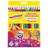 Карандаши цветные ЮНЛАНДИЯ "КАРНАВАЛ", 18 цветов, трехгранные, грифель 3 мм, 181685 - 349 руб. в alfabook