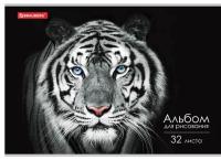 Альбом для рисования А4, 32 л., скоба, обложка картон, BRAUBERG, 202х285 мм, "Тигр" (1 вид), 105610 - 120 руб. в alfabook