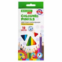 Карандаши цветные BRAUBERG KIDS NEW, 12 цветов, трехгранные, грифель 3 мм, 182001 - 180 руб. в alfabook