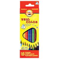 Карандаши цветные, 18 цветов, трехгранные, грифель 3,2 мм, KOH-I-NOOR - 355 руб. в alfabook