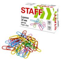 Скрепки STAFF 28 мм, цветные, 70 штук, 271708