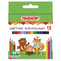 Карандаши цветные ПИФАГОР "МАЛЫШИ-КАРАНДАШИ", 12 цветов, укороченные, шестигранные, натуральное дерево, 181344 - 100 руб. в alfabook