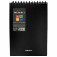 Блокнот А5 80 л., спираль пластиковая, обложка пластик, клетка, BRAUBERG "Metropolis", ЧЕРНЫЙ, 115572 - 213 руб. в alfabook