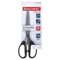 Ножницы BRAUBERG "Classic", 210 мм, чёрные, классической формы, 2-х сторонняя заточка, 230935