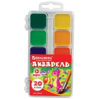 Краски акварельные 20 цветов, медовые, пластиковая коробка, BRAUBERG - 134 руб. в alfabook