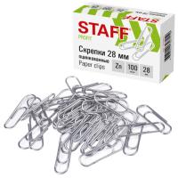 Скрепки STAFF, 28 мм, оцинкованные, 100 шт., в картонной коробке, 270451