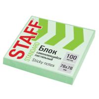 Блок самоклеящийся (стикеры) STAFF STANDARD, ПАСТЕЛЬНЫЙ 76х76 мм, зеленый, 100 листов, 116575 - 37 руб. в alfabook