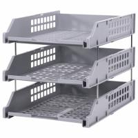 Лотки горизонтальные для бумаг, КОМПЛЕКТ 3 шт., 334х255х271 мм, серый, BRAUBERG GRAND OFFICE, 238110 - 1 524 руб. в alfabook