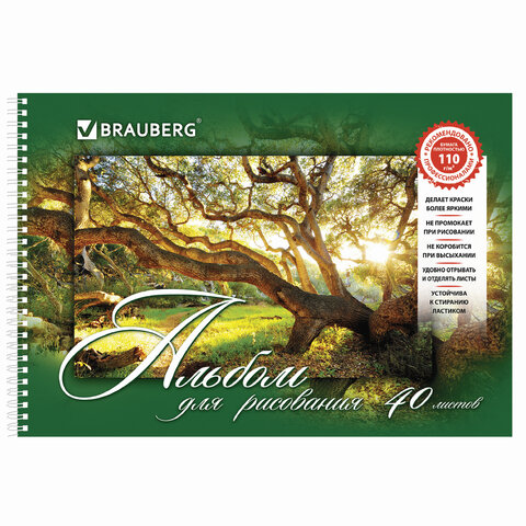 Альбом для рисования,  "Удивительная природа", А4, 40 л., ассортимент, 110г/м, BRAUBERG - 108 руб. в alfabook