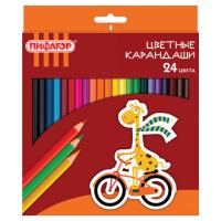 Карандаши цветные ПИФАГОР "ЖИРАФ", 24 цвета, шестигранные, 181252 - 178 руб. в alfabook