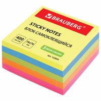 Блок самоклеящийся (стикеры), BRAUBERG, НЕОНОВЫЙ, 76х76 мм, 400 листов, 5 цветов, 122855 - 592 руб. в alfabook