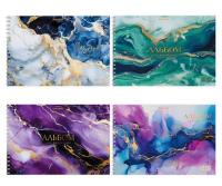 Альбом для рисования А4, 40 л., гребень, обложка картон, BRAUBERG, 195х285 мм, "МРАМОР" (4 вида), 107121 - 188 руб. в alfabook