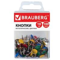 Кнопки канцелярские, металлические, цветные, 10 мм, 100 шт., в пластиковой коробке, BRAUBERG - 74 руб. в alfabook