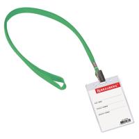 Бейдж вертикальный (90х60 мм), на зеленой ленте 45 см, BRAUBERG, 235700 - 64 руб. в alfabook