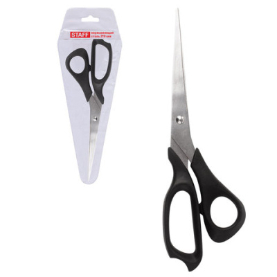 Ножницы STAFF Basic 210 мм, чёрные, ПВХ чехол с европодвесом, 235460 - 183 руб. в alfabook