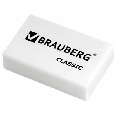 Ластик BRAUBERG "Classic", 26х17х7 мм, белый, прямоугольный, 221033 - 18 руб. в alfabook