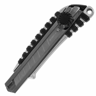 Нож канцелярский 18 мм BRAUBERG "Metallic", роликовый фиксатор, резиновые вставки, металл, 237159 - 920 руб. в alfabook