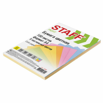 Бумага цветная STAFF "Profit", А4, 5 цветов по 20 листов, STAFF - 200 руб. в alfabook