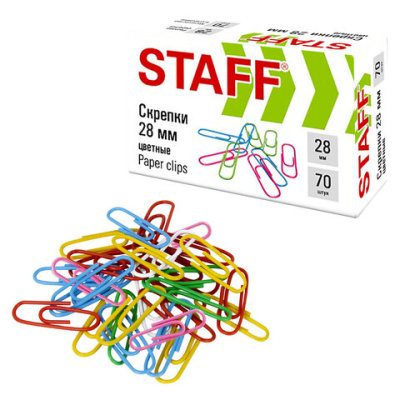 Скрепки STAFF 28 мм, цветные, 70 штук, 271708 - 23 руб. в alfabook
