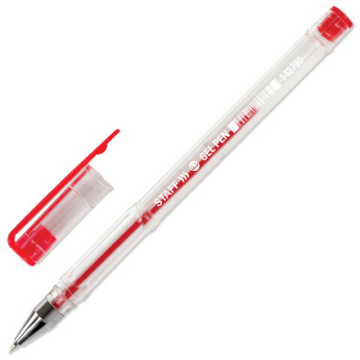 Ручка гелевая "Basic" GP-789, КРАСНАЯ, узел 0,5 мм, STAFF - 21 руб. в alfabook