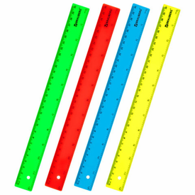 Линейка пластиковая 30 см, BRAUBERG, неоновая, ассорти, 210839 - 55 руб. в alfabook