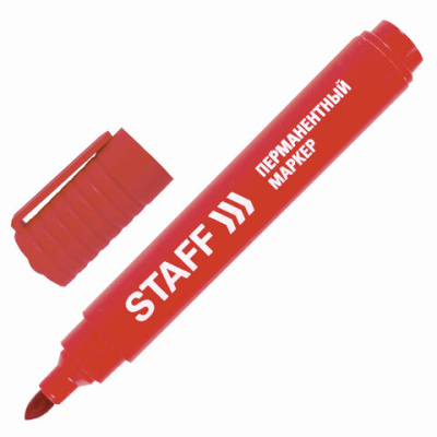 Маркер перманентный STAFF Basic PM-733, КРАСНЫЙ, круглый наконечник 2,5 мм, 150734 - 22 руб. в alfabook