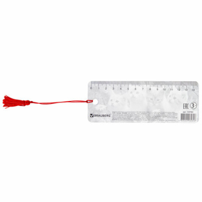 Закладка для книг с линейкой 3D ОБЪЕМНАЯ BRAUBERG, "Котята", с декоративным шнурком-завязкой, 125762 - 148 руб. в alfabook