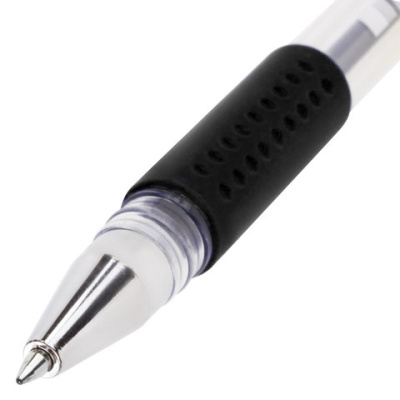 Ручка гелевая, Черная, резиновый держатель, корпус прозрачный, STAFF - 16 руб. в alfabook