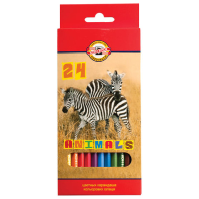 Карандаши цветные "Animals", 24 цв, грифель 2,8 мм, заточенные, KOH-I-NOOR - 373 руб. в alfabook
