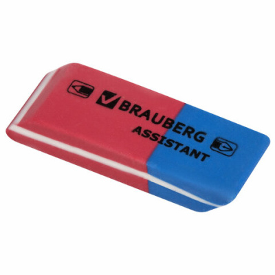 Ластик BRAUBERG "Assistant 80", 41х14х8 мм, красно-синий, прямоугольный, скошенные края, 221034 - 21 руб. в alfabook