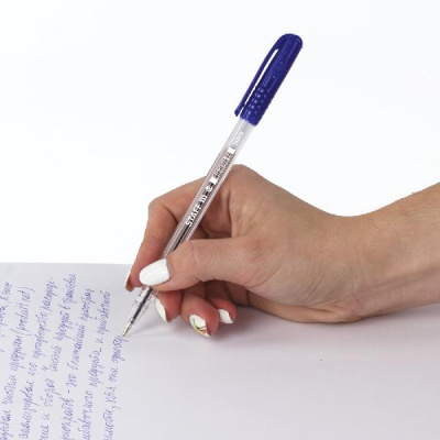 Ручка шариковая, Синяя, корпус прозрачный, толщ. письма 1 мм, STAFF - 12 руб. в alfabook